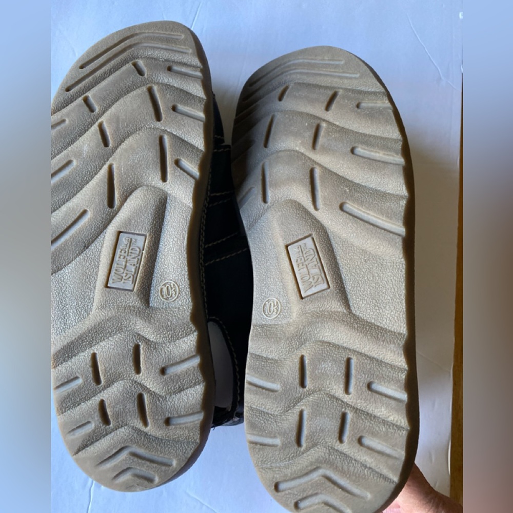 Wolfe Island - Men brown leather fisherman sandals with rubber soles, Size: 10.5 - Picture 5 of 9